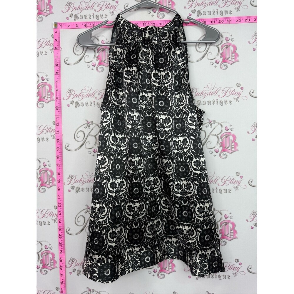 Black and White Floral Halter Tank Top